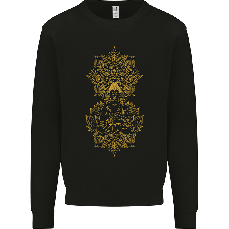 Mandala Buddha Art Mens Sweatshirt Jumper Black