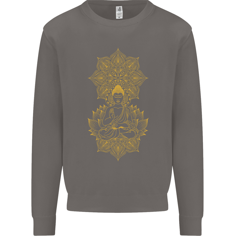 Mandala Buddha Art Mens Sweatshirt Jumper Charcoal