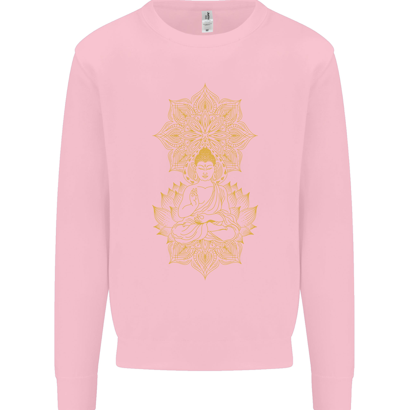 Mandala Buddha Art Mens Sweatshirt Jumper Light Pink