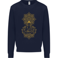 Mandala Buddha Art Mens Sweatshirt Jumper Navy Blue