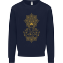 Mandala Buddha Art Mens Sweatshirt Jumper Navy Blue