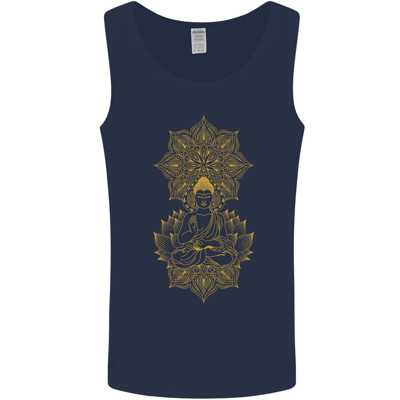 Mandala Buddha Art Mens Vest Tank Top Navy Blue