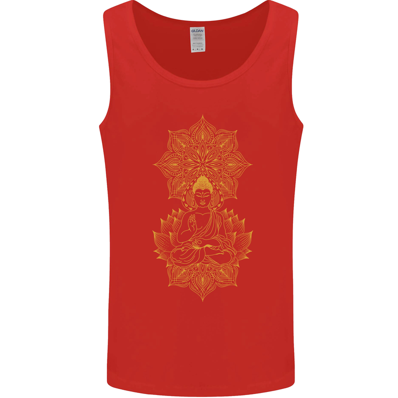 Mandala Buddha Art Mens Vest Tank Top Red