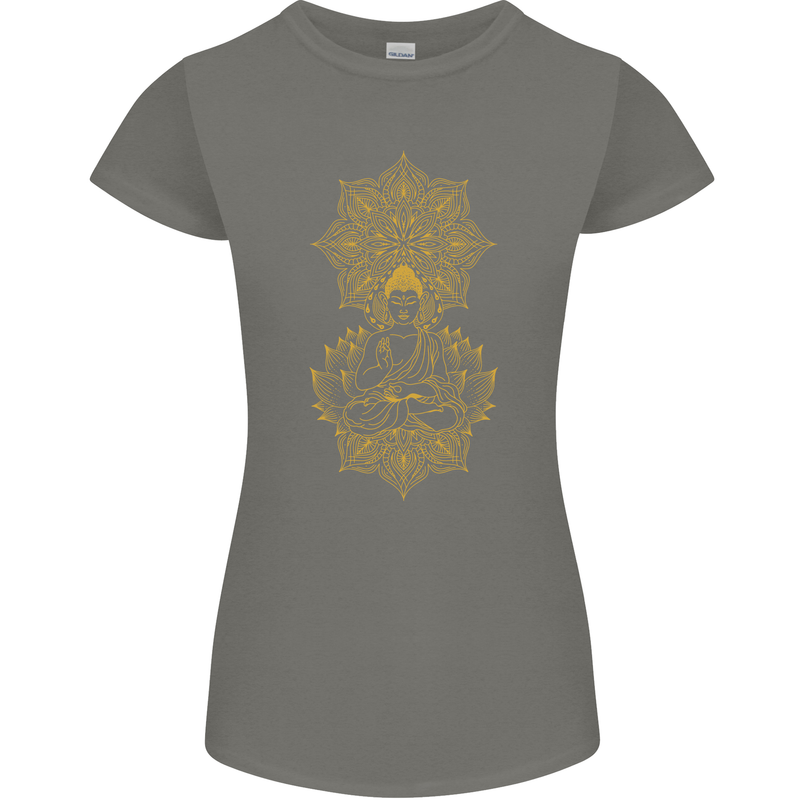 Mandala Buddha Art Womens Petite Cut T-Shirt Charcoal