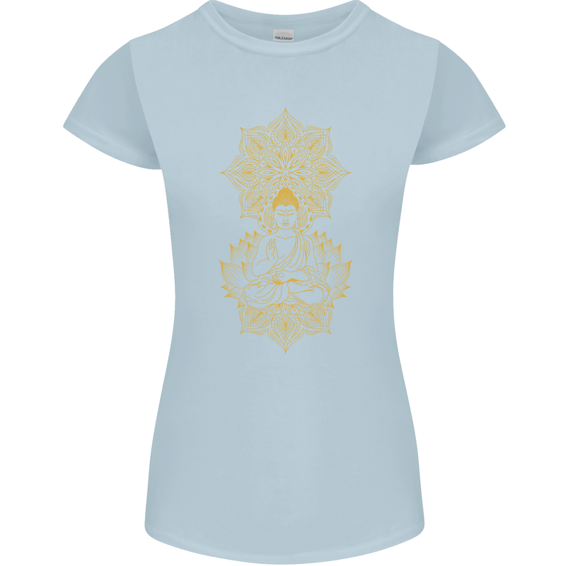 Mandala Buddha Art Womens Petite Cut T-Shirt Light Blue