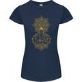 Mandala Buddha Art Womens Petite Cut T-Shirt Navy Blue