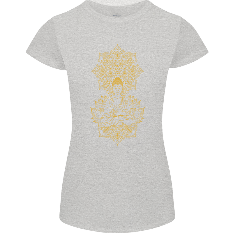 Mandala Buddha Art Womens Petite Cut T-Shirt Sports Grey