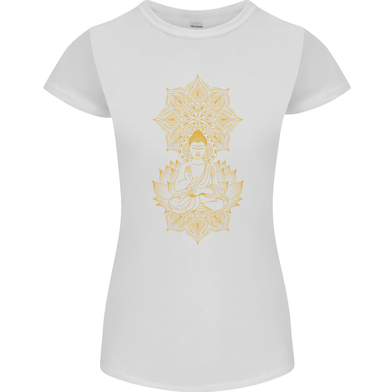 Mandala Buddha Art Womens Petite Cut T-Shirt White
