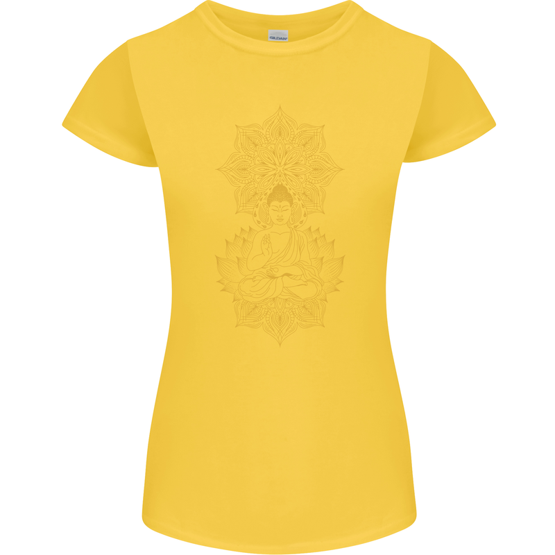 Mandala Buddha Art Womens Petite Cut T-Shirt Yellow