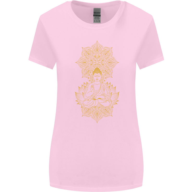 Mandala Buddha Art Womens Wider Cut T-Shirt Light Pink