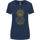 Mandala Buddha Art Womens Wider Cut T-Shirt Navy Blue