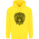Mandala Lion Childrens Kids Hoodie Yellow