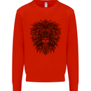 Mandala Lion Kids Sweatshirt Jumper Bright Red