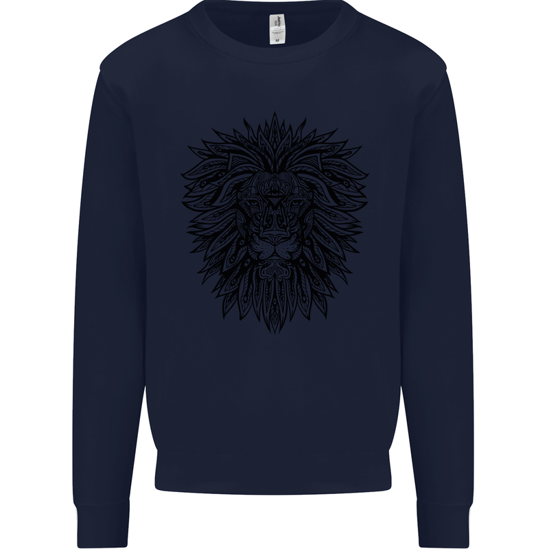 Mandala Lion Kids Sweatshirt Jumper Navy Blue