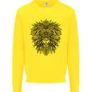Mandala Lion Kids Sweatshirt Jumper Yellow