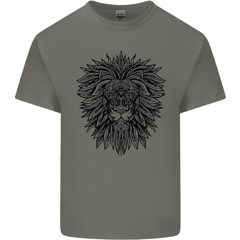 Mandala Lion Kids T-Shirt Childrens Charcoal