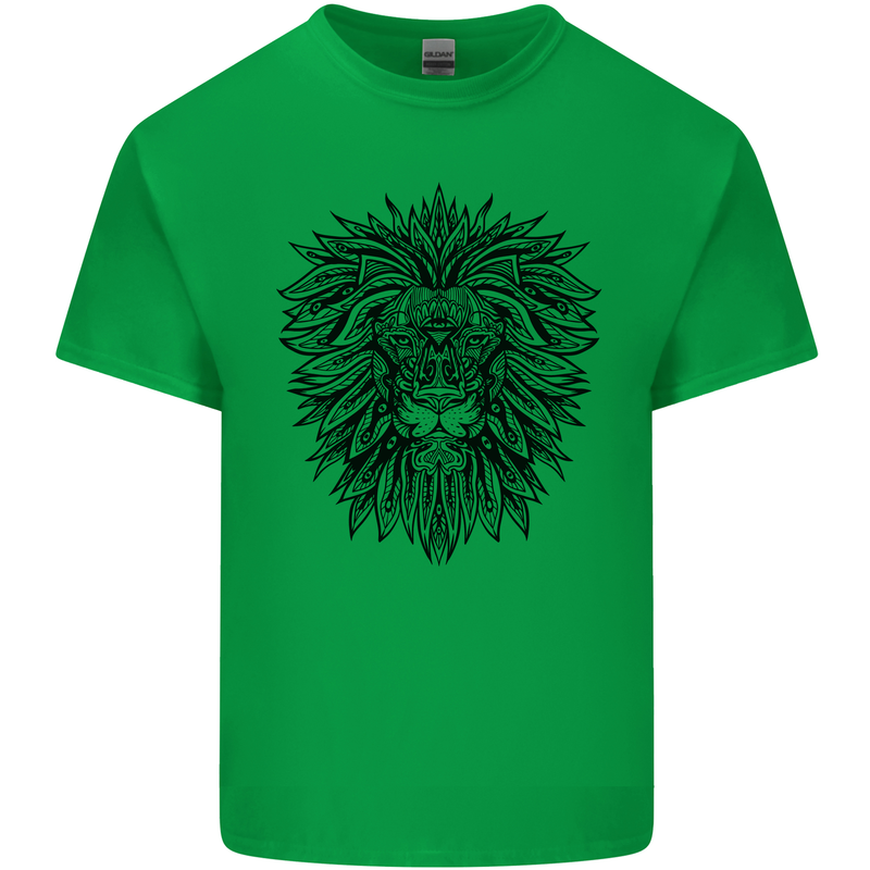 Mandala Lion Kids T-Shirt Childrens Irish Green