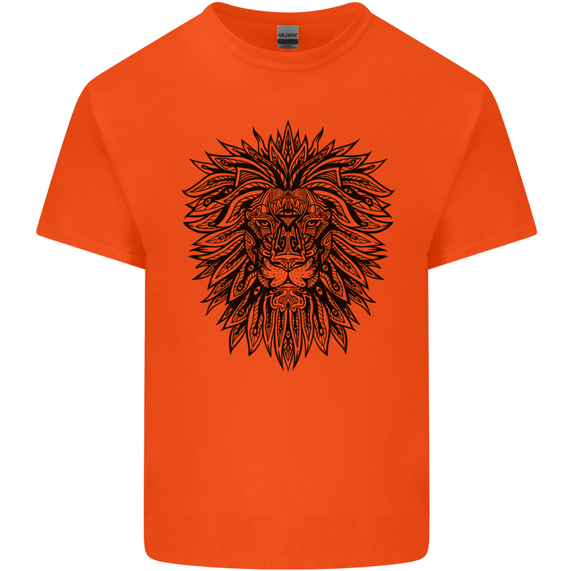Mandala Lion Kids T-Shirt Childrens Orange