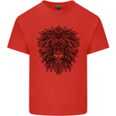 Mandala Lion Kids T-Shirt Childrens Red
