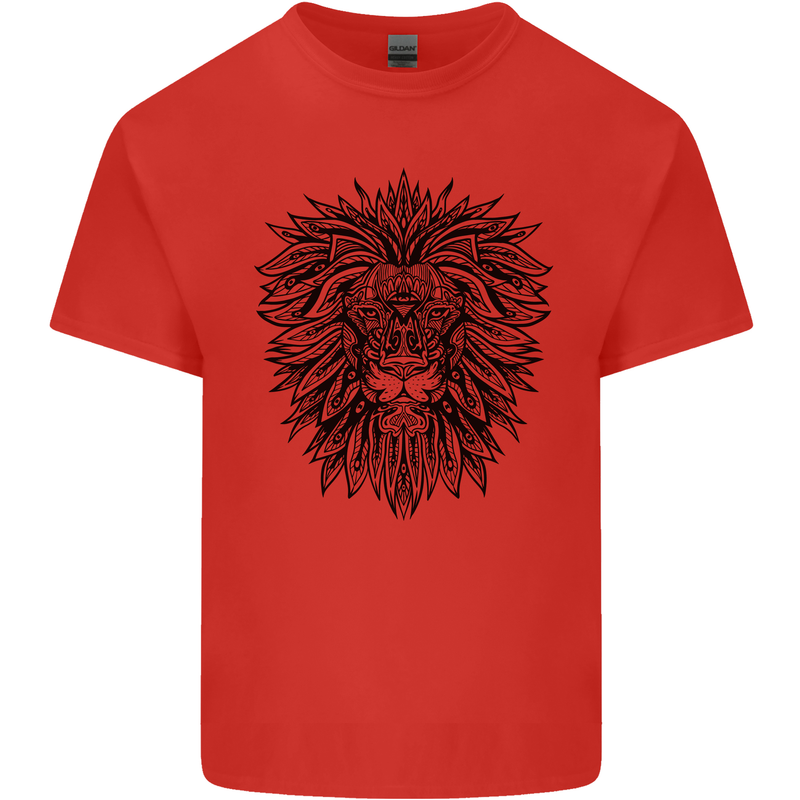 Mandala Lion Kids T-Shirt Childrens Red