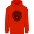 Mandala Lion Mens 80% Cotton Hoodie Bright Red