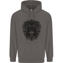 Mandala Lion Mens 80% Cotton Hoodie Charcoal