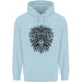 Mandala Lion Mens 80% Cotton Hoodie Light Blue