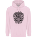 Mandala Lion Mens 80% Cotton Hoodie Light Pink