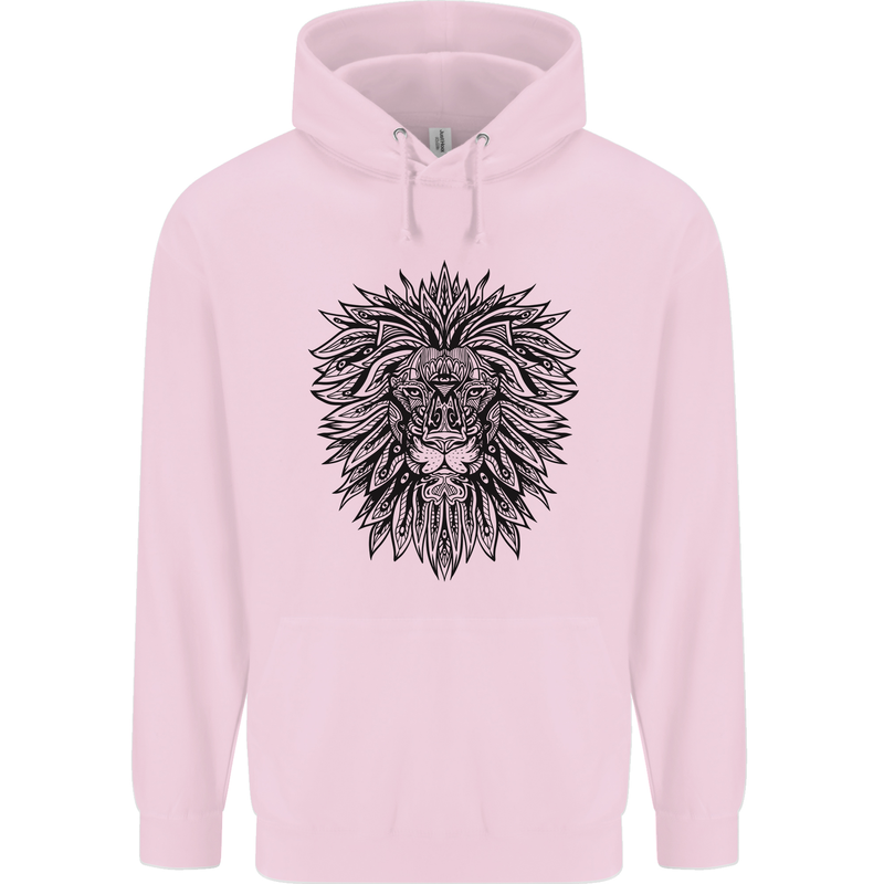 Mandala Lion Mens 80% Cotton Hoodie Light Pink