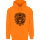 Mandala Lion Mens 80% Cotton Hoodie Orange