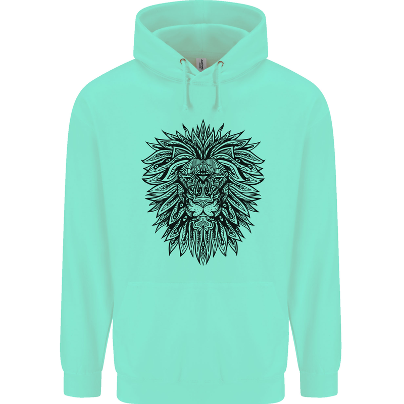 Mandala Lion Mens 80% Cotton Hoodie Peppermint