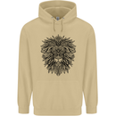 Mandala Lion Mens 80% Cotton Hoodie Sand