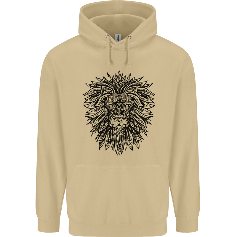Mandala Lion Mens 80% Cotton Hoodie Sand