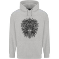Mandala Lion Mens 80% Cotton Hoodie Sports Grey