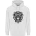 Mandala Lion Mens 80% Cotton Hoodie White