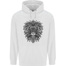 Mandala Lion Mens 80% Cotton Hoodie White