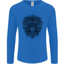 Mandala Lion Mens Long Sleeve T-Shirt Royal Blue