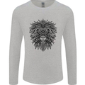 Mandala Lion Mens Long Sleeve T-Shirt Sports Grey
