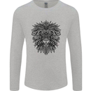 Mandala Lion Mens Long Sleeve T-Shirt Sports Grey