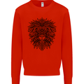 Mandala Lion Mens Sweatshirt Jumper Bright Red