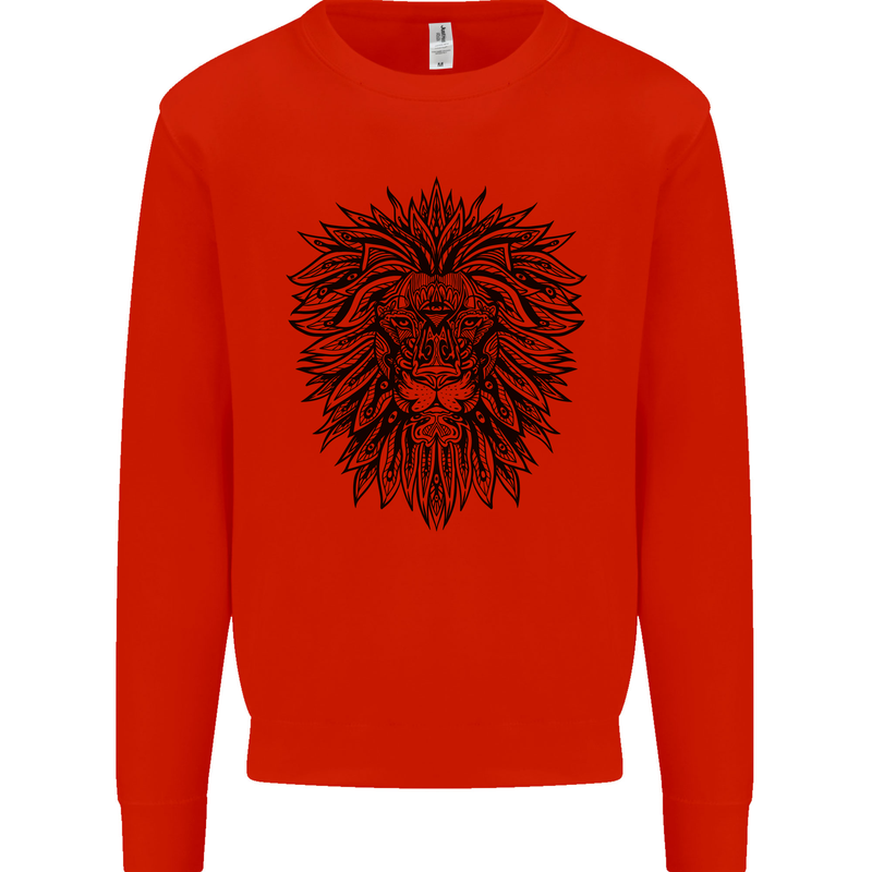 Mandala Lion Mens Sweatshirt Jumper Bright Red