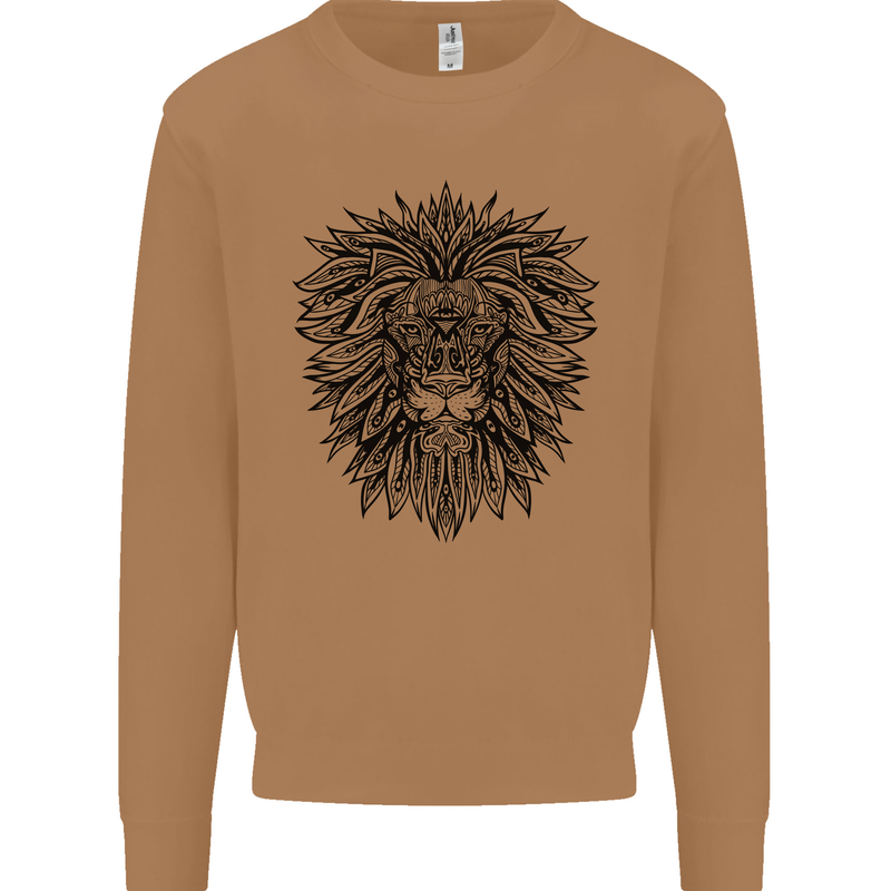 Mandala Lion Mens Sweatshirt Jumper Caramel Latte
