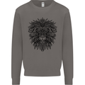 Mandala Lion Mens Sweatshirt Jumper Charcoal