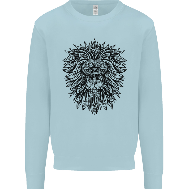 Mandala Lion Mens Sweatshirt Jumper Light Blue