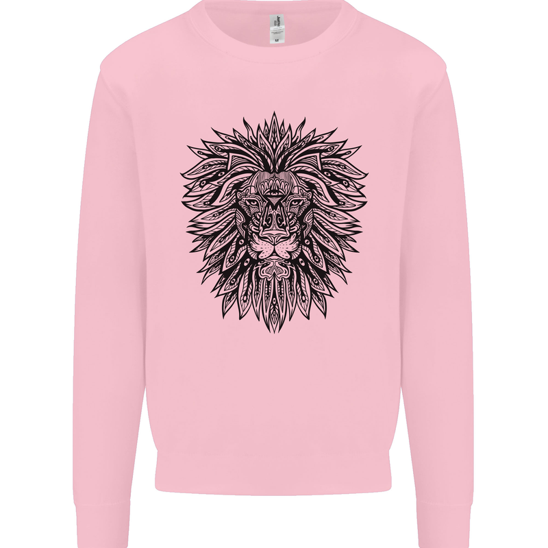 Mandala Lion Mens Sweatshirt Jumper Light Pink