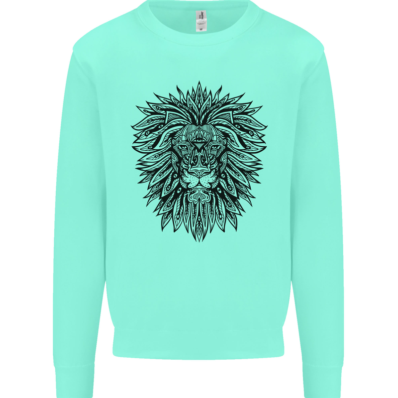 Mandala Lion Mens Sweatshirt Jumper Peppermint