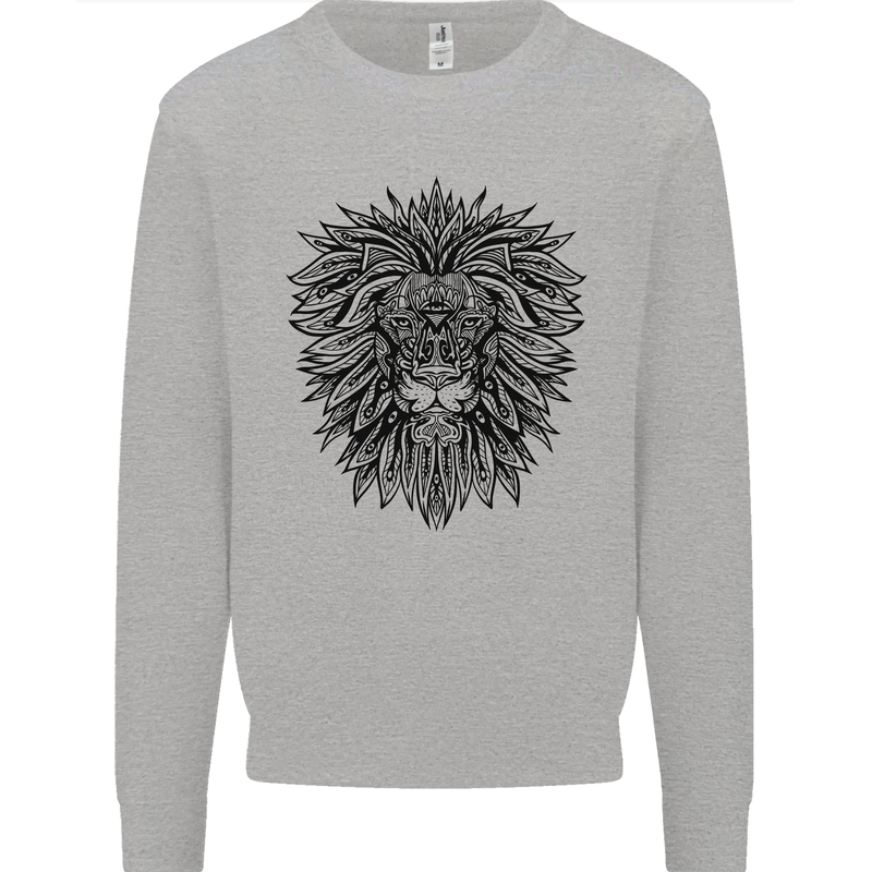 Mandala Lion Mens Sweatshirt Jumper Sports Grey