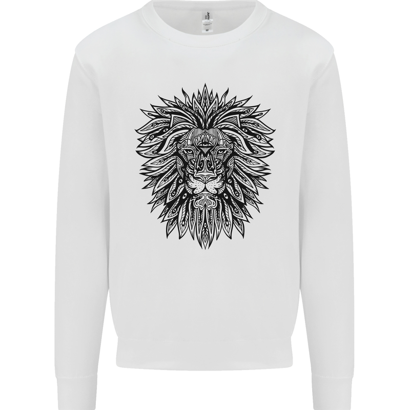 Mandala Lion Mens Sweatshirt Jumper White