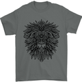Mandala Lion Mens T-Shirt 100% Cotton Charcoal