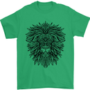 Mandala Lion Mens T-Shirt 100% Cotton Irish Green